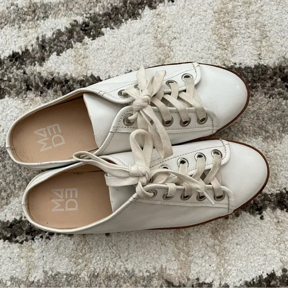 M4DE White Slip Ons